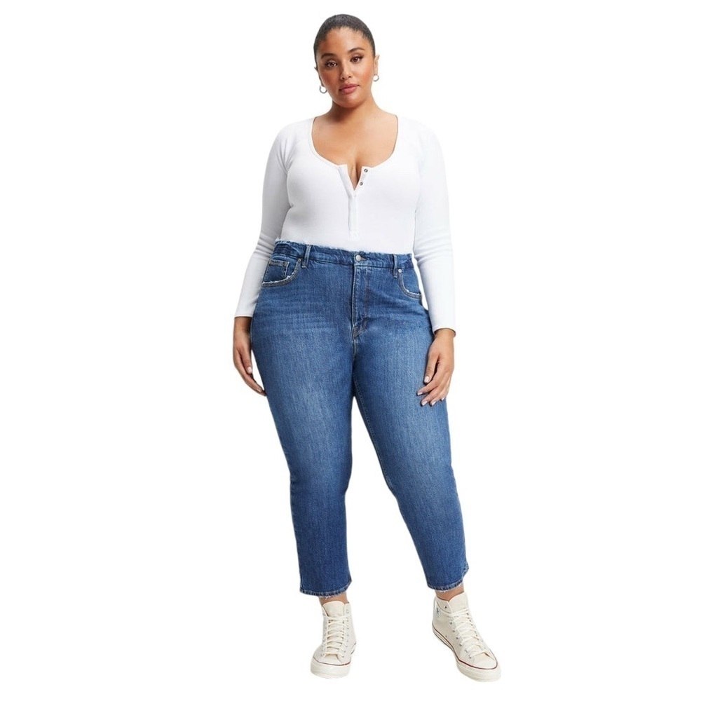 Good American Good Icon Straight Cropped Jeans Size 22